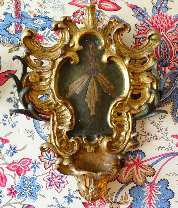 Louis XV gilt and silvered wood stoup, 18th century