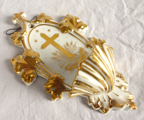 19th century Paris porcelain stoup enhanced with fine gold circa 1840