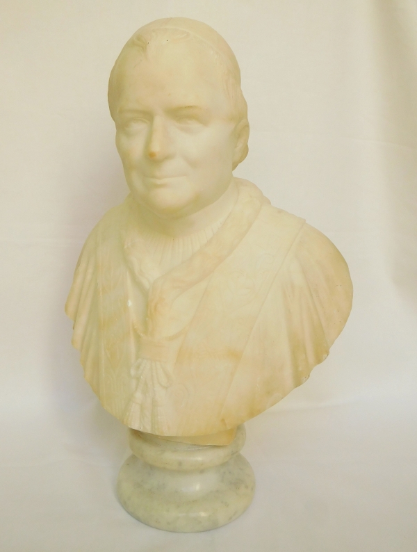 Pope Pie IX marble bust, 19th century sculpture
