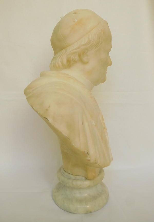 Buste du Pape Pie IX en marbre blanc, époque XIXe siècle