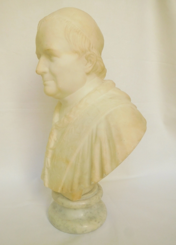 Buste du Pape Pie IX en marbre blanc, époque XIXe siècle
