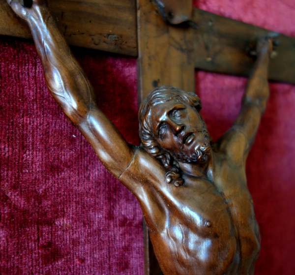 Christ on the Cross, rare late 17th century sculpture made of Bagard wood, Louis XIV period