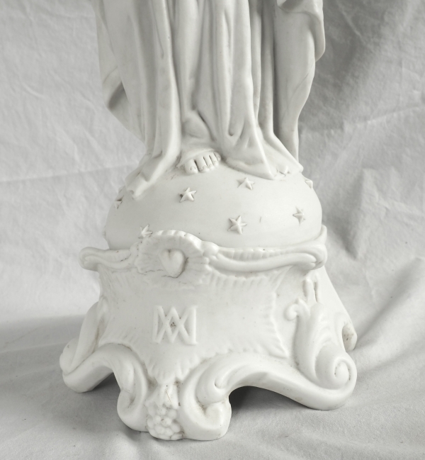 Grande Vierge à l'Enfant en biscuit de porcelaine d'époque Napoléon III