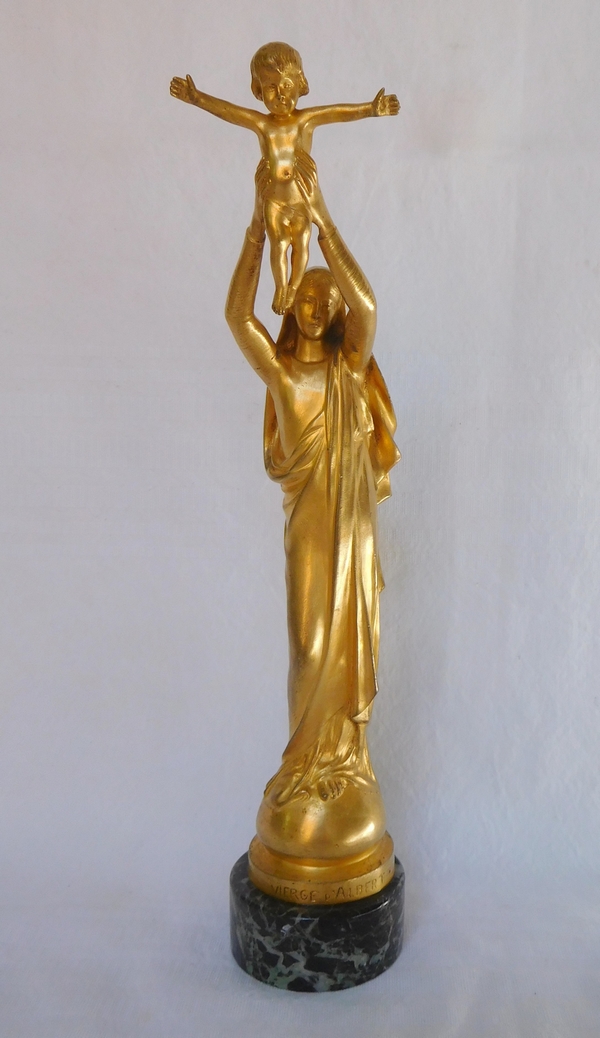 Barbedienne : Virgin Mary and Child from Albert, gilt bronze - 28cm