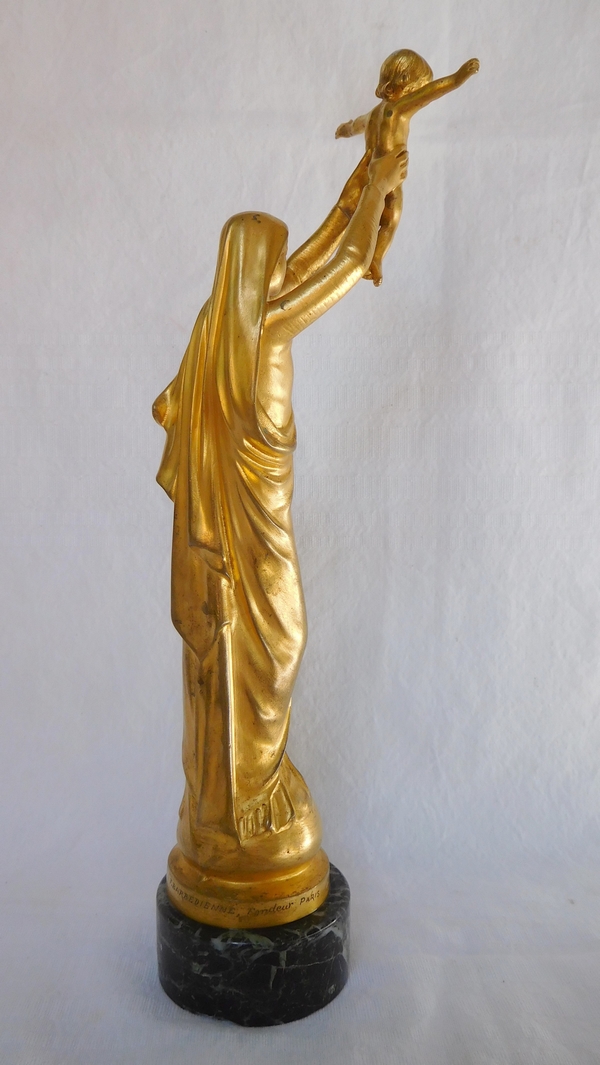 Barbedienne : Virgin Mary and Child from Albert, gilt bronze - 28cm