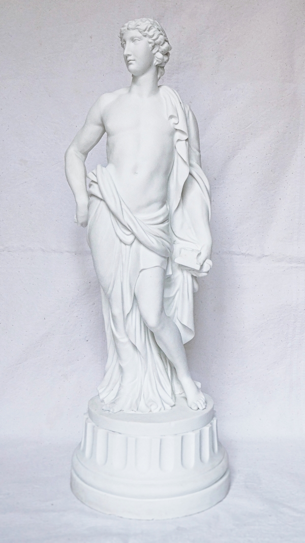 Statue d'Apollon en biscuit de porcelaine, style Louis XVI, époque fin XIXe