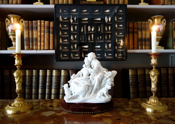Sevres Manufacture : galant scene in the style of 18th century - porcelain biscuit - signed