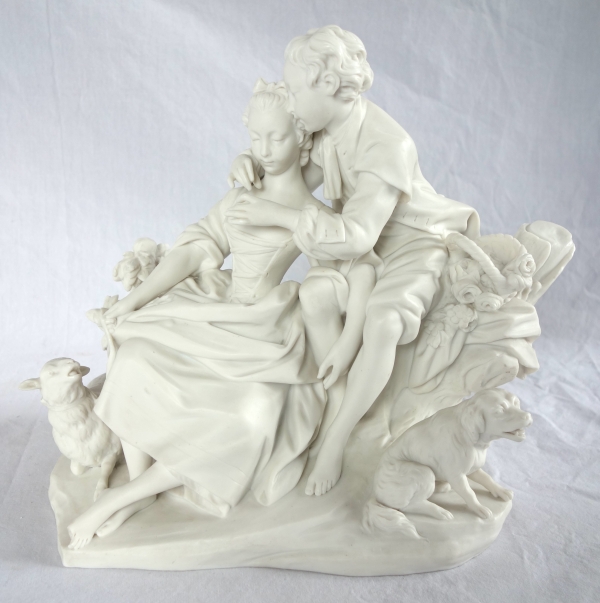 Sevres Manufacture : galant scene in the style of 18th century - porcelain biscuit - signed