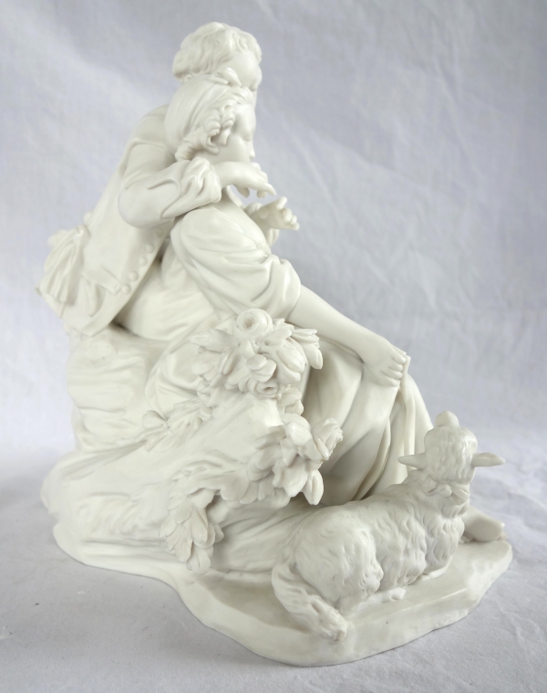 Sevres Manufacture : galant scene in the style of 18th century - porcelain biscuit - signed