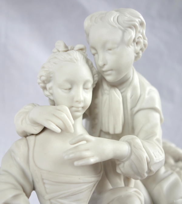 Sevres Manufacture : galant scene in the style of 18th century - porcelain biscuit - signed