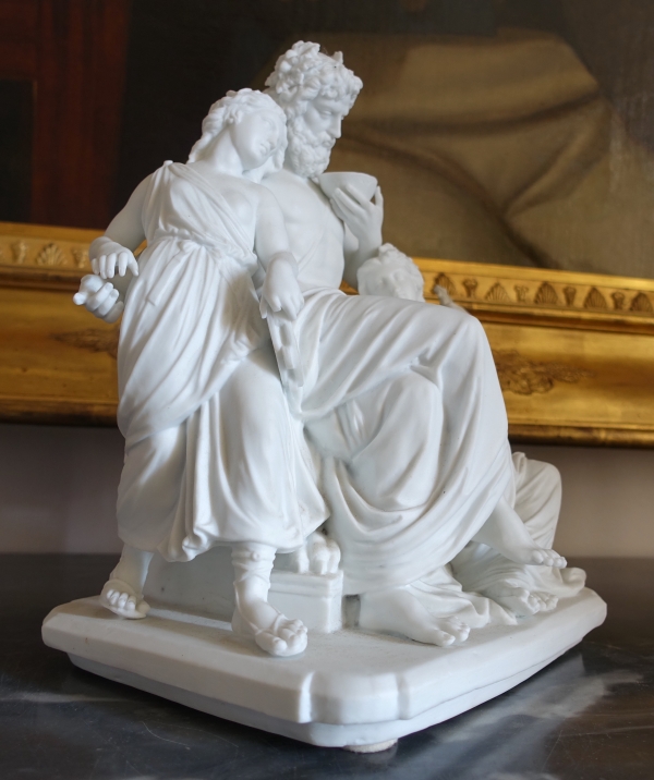 Groupe en biscuit de porcelaine : Bacchus et Bacchantes, style néoclassique, XIXe siècle