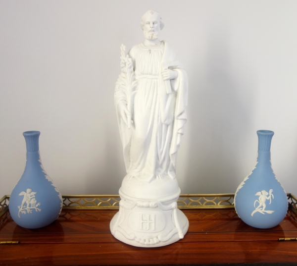 Saint Joseph, mid 19th century biscuit statue