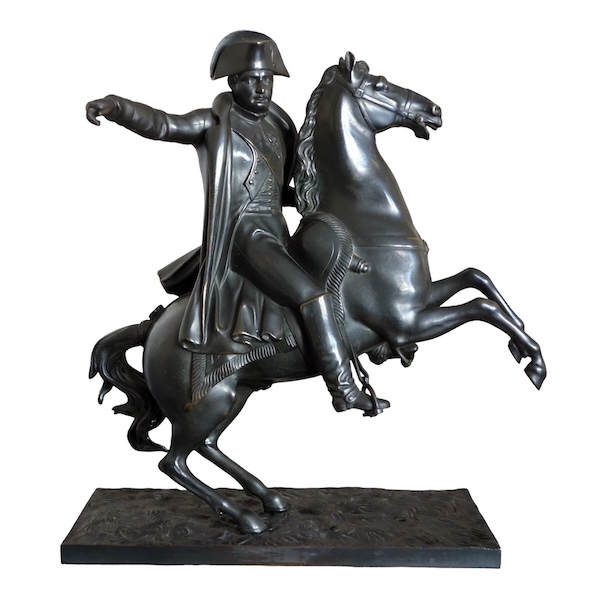 Emperor Napoleon riding his horse, patinated bronze, early 19th century