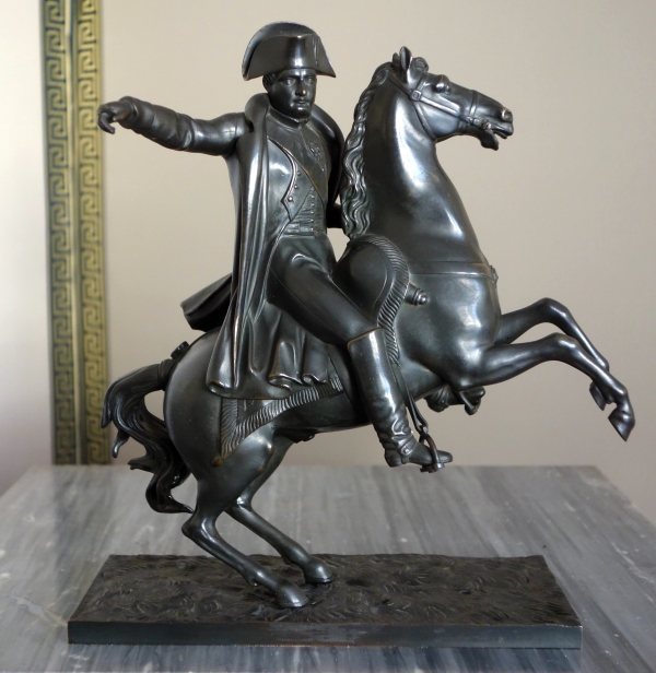 Emperor Napoleon riding his horse, patinated bronze, early 19th century