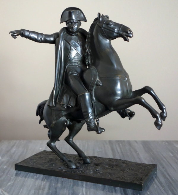 Emperor Napoleon riding his horse, patinated bronze, early 19th century