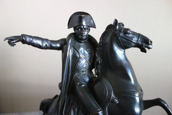 Emperor Napoleon riding his horse, patinated bronze, early 19th century