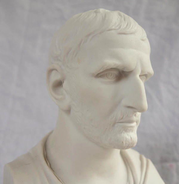 Manufacture Impériale de Sèvres : buste de Brutus en biscuit de Porcelaine - signé et daté 1867