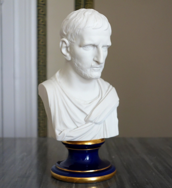 Manufacture Impériale de Sèvres : buste de Brutus en biscuit de Porcelaine - signé et daté 1867
