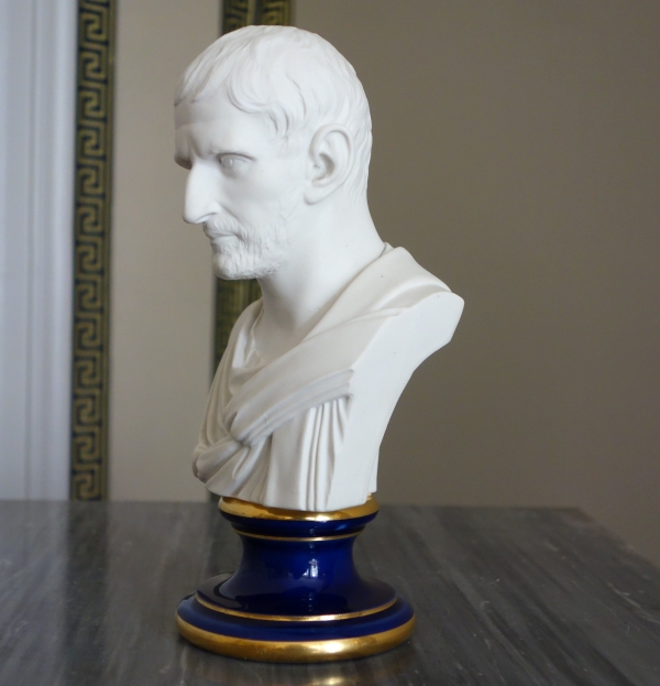 Manufacture Impériale de Sèvres : buste de Brutus en biscuit de Porcelaine - signé et daté 1867
