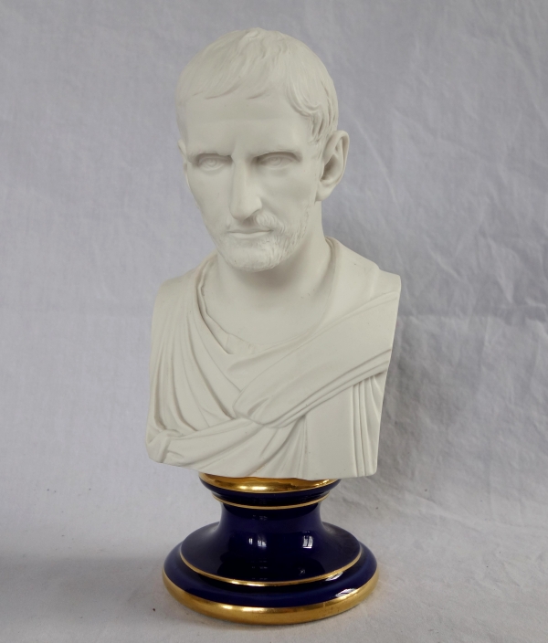 Manufacture Impériale de Sèvres : buste de Brutus en biscuit de Porcelaine - signé et daté 1867