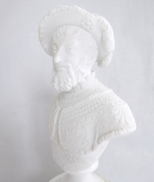 Buste royaliste du Roi François Ier en biscuit de Sèvres - époque Restauration