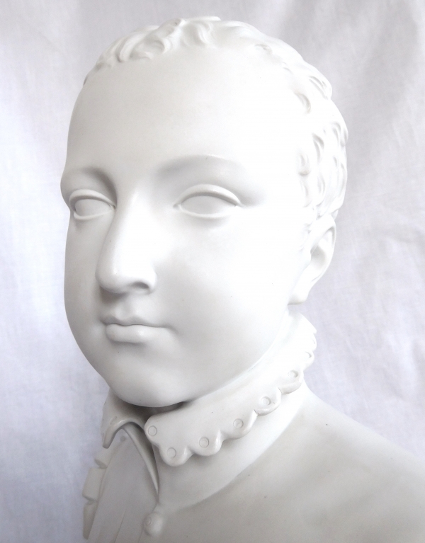 Tall porcelain biscuit bust of Henri IV King of France after Bosio
