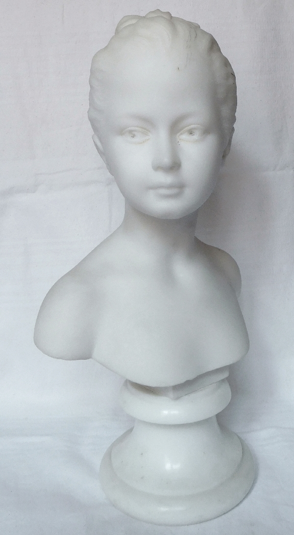 19th century marble bust of Louise Brongniart after Houdon, 48cm