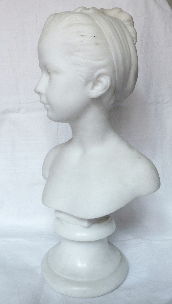 19th century marble bust of Louise Brongniart after Houdon, 48cm