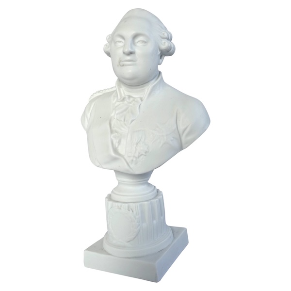 Porcelain biscuit bust featuring King Louis XVI after Boizot's work