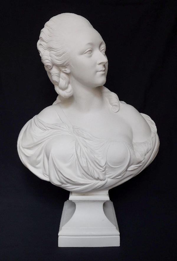 Porcelain biscuit bust of Countess du Barry, after Augustin Pajou