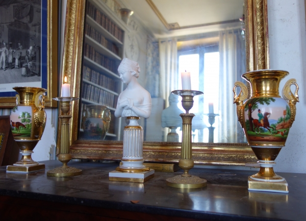 Niderviller (attribué à) : buste de Madame Récamier en biscuit de Porcelaine - début XIXe siècle