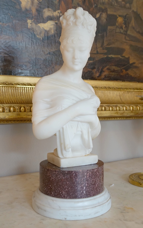 Alabaster bust of Madame Recamier after Chinard signed Pugi