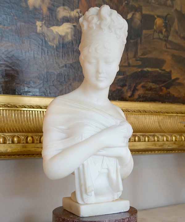 Alabaster bust of Madame Recamier after Chinard signed Pugi