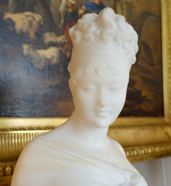 Alabaster bust of Madame Recamier after Chinard signed Pugi