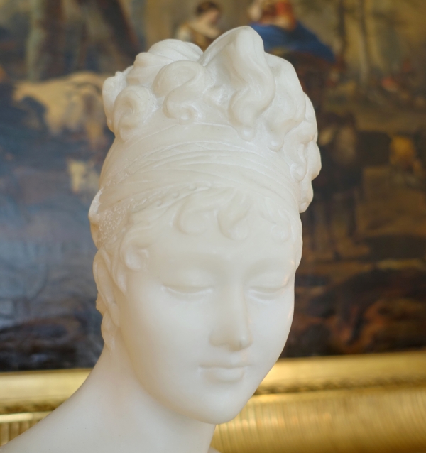 Alabaster bust of Madame Recamier after Chinard signed Pugi