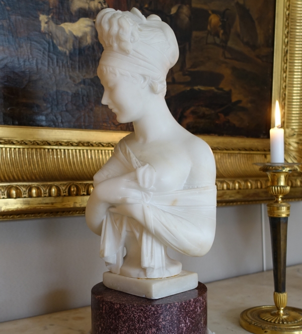 Alabaster bust of Madame Recamier after Chinard signed Pugi