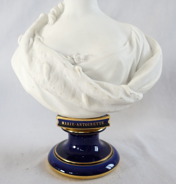 Queen Marie Antoinette bust, Sevres porcelain biscuit after Boizot model - signed