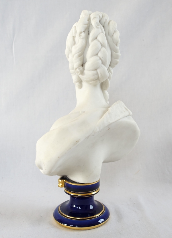 Queen Marie Antoinette bust, Sevres porcelain biscuit after Boizot model - signed