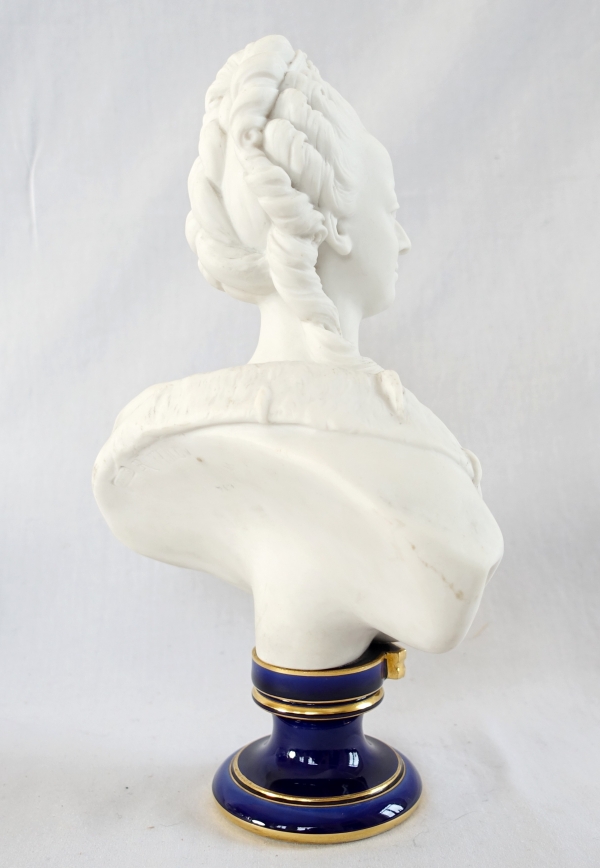 Queen Marie Antoinette bust, Sevres porcelain biscuit after Boizot model - signed