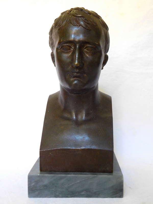Emperor Napoleon bronze & marble bust after Chaudet