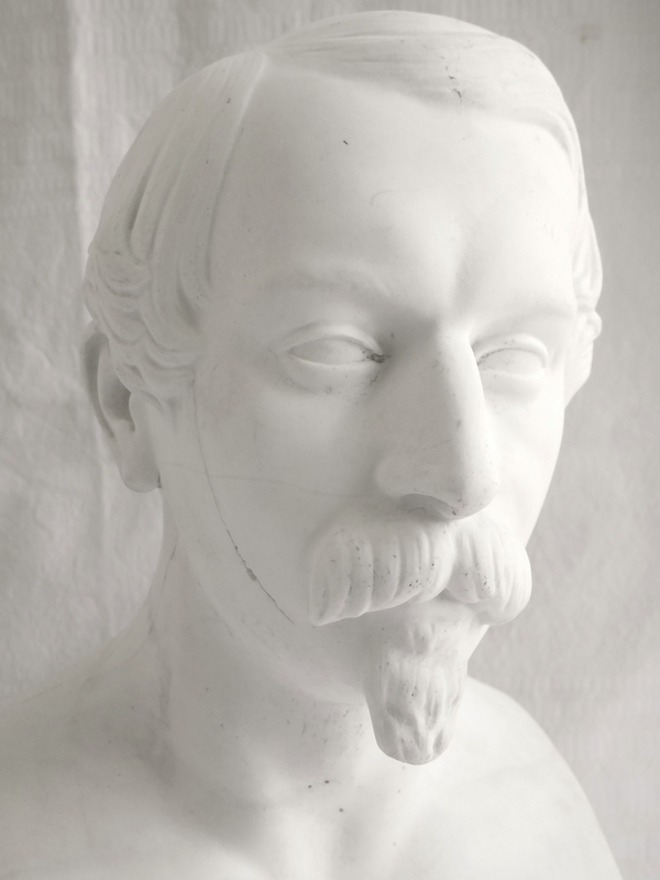 Porcelain biscuit bust of French Emperor Napoleon III - French 2nd Empire historical souvenir