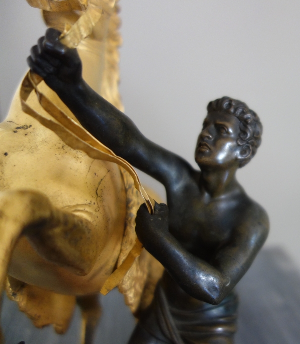 An ormolu and patinated bronze Marly Horse after Coustou - early 19th century