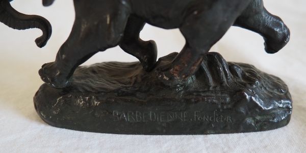 Barye : éléphant du Sénégal à la course en bronze, époque XIXe - Barbedienne
