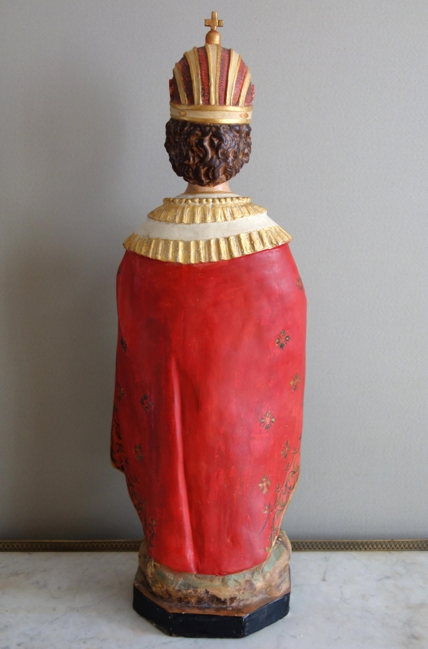 Grande statue de dévotion ou chapelle : l'Enfant Jésus de Prague, plâtre polychrome doré - XIXe siècle