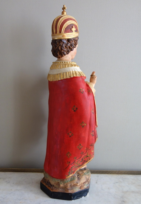Grande statue de dévotion ou chapelle : l'Enfant Jésus de Prague, plâtre polychrome doré - XIXe siècle