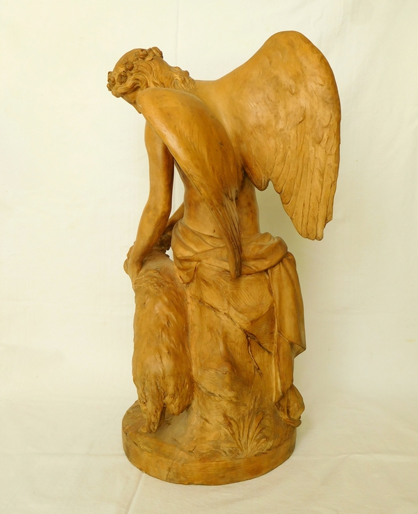 Tall allegorical terracotta sculpture : spring genie after late 18th century Martin Claude Monot 