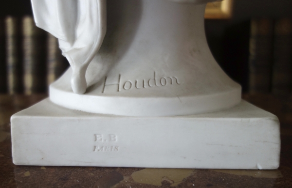 Tall biscuit bust featuring Madame Recamier after Houdon - 57cm