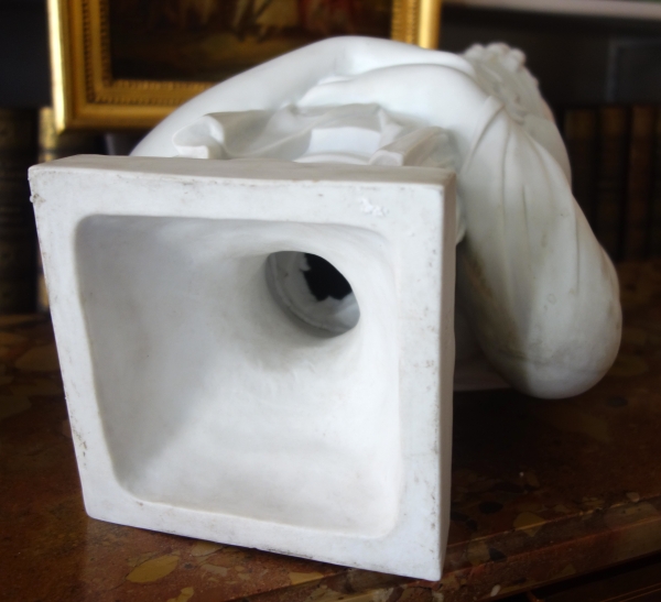 Tall biscuit bust featuring Madame Recamier after Houdon - 57cm