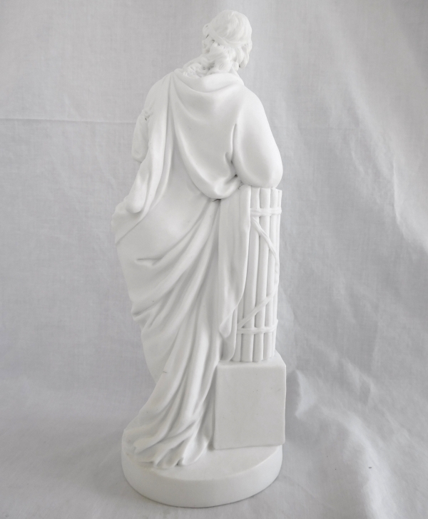 Grande statue en biscuit attribué à Manufacture Locré : allégorie néoclassique d'époque XVIIIe siècle