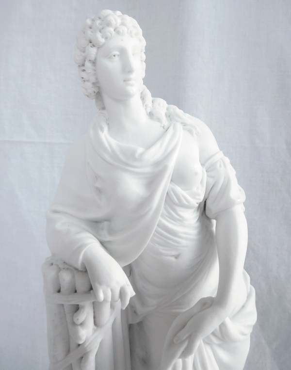 Tall biscuit porcelain sculpture, neoclassical allegory attributed to Locre - 18th century